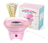 Cotton Candy Machine, Mini Candy Machine for Kids, Classic Pink Candy Maker for Christmas, Home, Family Party, Includes 25 Cotton Sticks and Spoon