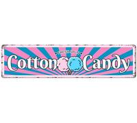 Cotton Candy Metal Tin Sign Vintage Art Poster Plaque Snack Bar Pub Cafe Kitchen Home Wall Decor Novelty Gift 16" x 4" Retro Street Signs Decorations (Pink & Blue)