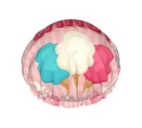Cotton Candy Print Premium Double Layer Shower Cap For Women With Reusable Shower Cap For Hair - Waterproof Plastic Cap - Shower Caps For Long, Short And Curly Hairs