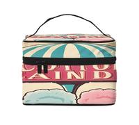 Cotton Candy -Print Waterproof Large Cosmetic Bag for Travel & Gym, Makeup Organizer with 4 Elastic Straps & Compartments,Premium Twill Fabric.
