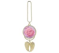 Cotton Candy Rear View Mirror Car Charms with Angel Wings Design - Elegant Hanging Pendant Ornament for Women Men, Zinc Alloy Auto Interior Decor for Cars, SUV, Truck (Golden)