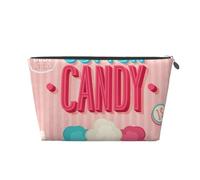 Cotton Candy Womens Makeup Bag Leather Travel Toiletry Organizer Wash Bag Cosmetic Pouch with Zipper Girls Handbag Silver