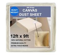 Cotton Canvas Dust Sheet - 12Ft X 9Ft Heavyweight Drop Cloth For Painting Decorating & Covering - Jms Bridge