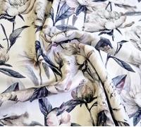 Cotton Canvas Fabric - Pretty White Peony Flowers Floral - Craft Fabric Material