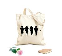 Cotton Canvas Shopping Bag Military Soldiers War Airborne Infantry Warrior 12 oz thick fabric Uses as a gift bag 25x30cm Small