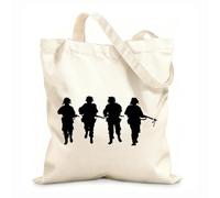 Cotton Canvas Shopping Bag Military Soldiers War Airborne Infantry Warrior 12 oz thick fabric Uses as a gift bag 31x36cm Medium