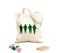 Cotton Canvas Shopping Bag Military Soldiers War Airborne Infantry Warrior 340g/m² thick fabric Uses as a gift bag