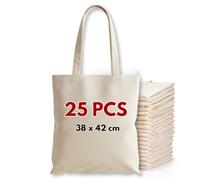 Cotton Canvas Tote Bags Bulk (10, 25, 50, 100 Packs) (25, Natural)