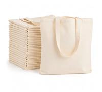 Cotton Canvas Tote Bags, Bulk Pack of 100 100% Natural Cotton Blank Shopping Bags for Printing, Crafting & Personalisation, Reusable Eco-Friendly Tote Bags with Long Handles (38 x 42cm, 110gsm)