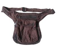 Cotton Canvas Waist Fanny Pack Bum Bag Travel Money Belt (Brown-Black)