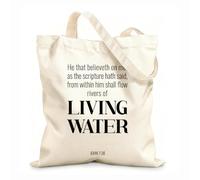 Cotton Canvas Women's Bags John's Bible Quote: He who believes in me as the Scripture has said out of his belly will flow rivers of living water 12 oz thick fabric Skin-friendly material 25x30cm