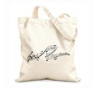 Cotton Canvas Women's Bags music sound and song melody wave 12 oz thick fabric Skin-friendly material 35x40cm Large