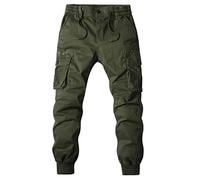 Cotton Cargo Combat Trousers for Mens - Athletic Fit Multi Zip Pockets Work Trousers Breathable Hiking Trousers Outdoor Training Pants Durability Cuffed Workwear Pants Stylish Track Trousers