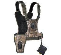 Cotton Carrier G3 Dual Camera Harness - Camo | Dual Patented Twist & Lock Mounts | Professional Two-Camera Outdoor Vest with Rain Cover