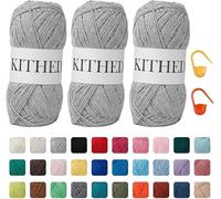 Cotton Chainette Yarn,10oz,3 Pack,Knitting Yarn for Beginners,Thicker Yarn for Crocheting and Knitting (03 Light Grey)