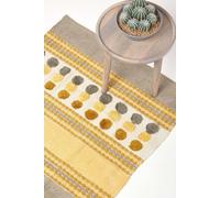Cotton Chenille Striped Tufted Circle Rug Homescapes Mustard 60cm x 100cm