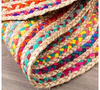 Cotton Chindi Braid Rag Rug - Boho Farmhouse Rustic Area Accent Throw Rug - Handwoven Reversible Natural Recycled Cotton - Living Room Den Study Home Décor Gift - 2' x 3' Oval - Multi Color