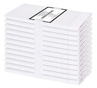Cotton Clinic Farmhouse Hemstitched Cloth Napkins Set of 12 Washable Easycare 46x46 cm, Soft and Comfortable Dinner Napkins Cloth for Wedding Party Dinner Table, Tea Party Napkins White