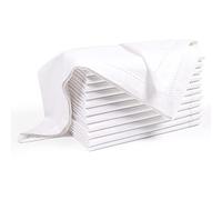 Cotton Cloth Dinner Napkins 18x18-Cotton Fabric with Hemstitched Detailing & Tailored with Mitered Corners-Ideal for Events and Regular Use-White Set of 12