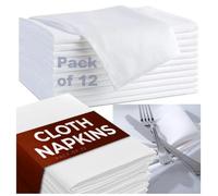 Cotton Cloth Napkins Set of 12 (50cm x 50cm) Soft Cotton - Hotel Quality, Durable & Reusable White Dinner Napkins for Dining, Weddings, Events & Everyday Use