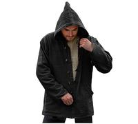 Cotton Coats for Men Solid Colour Cotton Lien Cardigan Hooded Sweatshirts Button Down Blazers Slant Pocket Hoodies Long Sleeves Loose Fit Coats Vintage Hemp and Cotton Casual Jacket Outdoor Black