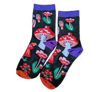 Cotton Colourful Fashion Mushroom Socks, UK Sizes 4-7