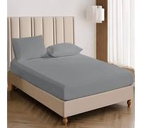 Cotton Comfort 100% Egyptian Cotton 400 Thread Count Fitted Sheet, Grey, Single