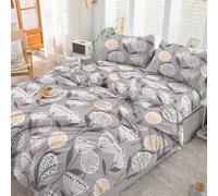 Cotton Comfort Bedding 2PCS Single Duvet Cover Set 100% Egyptian Cotton Bedding Single Bed Set 400 Thread Count Floral Printed Floral Grey Duvet Cover Single with Pillow Case