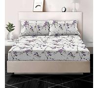 Cotton Comfort Bedding 3 Piece Set 100% Egyptian Printed Double Fitted Sheet Sets Pillowcase 400 Thread Count Bed Sheets Mattresses 30cm Deep Cover (Exotic Lilac, Double)