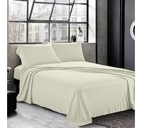 Cotton Comfort Bedding 3PC Double Flat Sheet Set 100% Egyptian Cotton 400 Thread Count with Pillow Cases 2 Pack Super Soft Cotton Luxury Breathable Bed Sheet Set Double