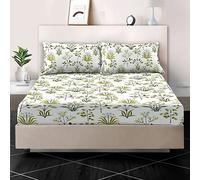 Cotton Comfort Bedding 3PC Printed King Size Fitted Sheet 100% Egyptian Cotton Floral Design 400 Thread Count 30cm/12” Extra Deep Fitted King Size Bed Sheets with Pillow cases 2 Pack