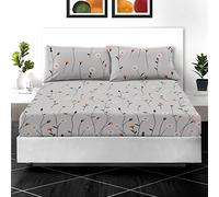 Cotton Comfort Bedding 3PC Printed King Size Fitted Sheet 100% Egyptian Cotton Floral Design 400 Thread Count 30cm/12” Extra Deep Fitted King Size Bed Sheets with Pillow cases 2 Pack