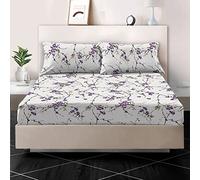 Cotton Comfort Bedding 3PC Printed Single Fitted Sheet Set 100% Egyptian Cotton Floral Design 400 Thread Count 30cm/12” Extra Deep Fitted Single Bed Sheets with Pillow Cases 2 Pack