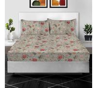 Cotton Comfort Bedding 3PC Printed Super King Fitted Sheet 100% Egyptian Cotton Floral Design 400 Thread Count 30cm/12” Extra Deep Fitted Super King Bed Sheets with Pillow cases 2 Pack