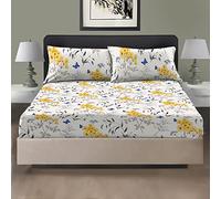 Cotton Comfort Bedding 3PC Printed Super King Fitted Sheet 100% Egyptian Cotton Floral Design 400 Thread Count 30cm/12” Extra Deep Fitted Super King Bed Sheets with Pillow cases 2 Pack