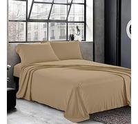 Cotton Comfort Bedding 3PC Single Flat Sheet Set 100% Egyptian Cotton 400 Thread Count with Pillow Cases 2 Pack Super Soft Cotton Luxury Breathable Bed Sheet Set