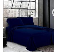 Cotton Comfort Bedding 3PC Single Flat Sheet Set 100% Egyptian Cotton 400 Thread Count with Pillow Cases 2 Pack Super Soft Cotton Luxury Breathable Bed Sheet Set
