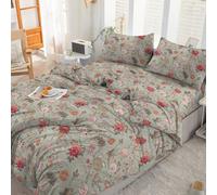 Cotton Comfort Bedding 3PCS King Size Duvet Cover Set 100% Egyptian Cotton Bedding King Size Bed Set 400 Thread Count Floral Printed Autumn Bloom Duvet Cover King with Pillow Cases 2 Pack