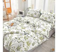 Cotton Comfort Bedding 3PCS King Size Duvet Cover Set 100% Egyptian Cotton Bedding King Size Bed Set 400 Thread Count Floral Printed Fern Green Duvet Cover King with Pillow Cases 2 Pack