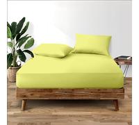 Cotton Comfort Bedding Double Fitted Sheet Deep 35cm for Double Bed, 100% Egyptian Cotton, 400 Thread Count, Yellow