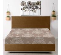 Cotton Comfort Bedding Luxurious 100% Egyptian Cotton Printed Single Size Fitted Sheet 400 Thread Count 30cm Extra Deep Fitted Single Size Bed Sheets (Beige Bliss, Single)