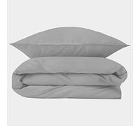 Cotton Comfort Bedding Single Duvet Cover Set - 100% Egyptian Cotton, 400 Thread Count, 2Pcs Quilt Cover and Pillow Set for Single Bed - Soft Bedding, Silver