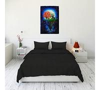 Cotton Comfort Bedding Single Duvet Cover Set 100% Egyptian Cotton 400 Thread Count Single Duvet and Pillow Set - Soft Bedding 2Pcs Single Bed Quilt Cover Set, Black