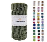 Cotton Cord 3 mm 100 m, 46 Colours, Crochet Cord, Braided Cotton Cord 3 mm, Macrame Cord, Macrame Yarn, Premium Yarn, Macrame Rope (Khaki)