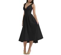 Cotton Corset Sundress, V-Neck Floral Corset Dress, Gentle Style Floral Corset Dress (Black,X-Large)
