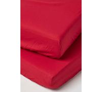 HOMESCAPES Red Cot Bed Fitted Sheets 70 x 140 cm 2 Pack 100% Egyptian Cotton Percale Soft Hypoallergenic Toddler Bed Sheet Fully Elasticated Skirt Breathable Easy Care 200 TC 400 Thread Count Equiv