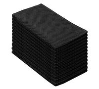 COTTON CRAFT - 12 Pack Black EuroCafe Waffle Weave Terry Kitchen Towels 16x28, 100% Ringspun 2 Ply Cotton Highly Absorbent Low Lint, Professional Grade 400 Grams, Multi Purpose Bar Mops Hand Towel