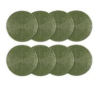 COTTON CRAFT 8 Pack Solid Beaded Coaster - 4" Round - Green