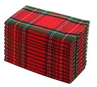 COTTON CRAFT Christmas Tartan Plaid Napkins -12 Pack 100% Cotton Cloth Napkins - Xmas Holiday Lunch Brunch Dinner Party Festive Celebration - Paperless Reusable Washable Table Napkin -18x18 Red Green