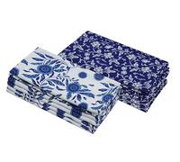 COTTON CRAFT Cloth Napkins - Set of 12 Pure Cotton Twill 6 Blue on White & 6 White on Blue Printed Reusable Napkins with Mitered Corners - Dinner Lunch Soft Absorbent Machine Washable - 17 x 17